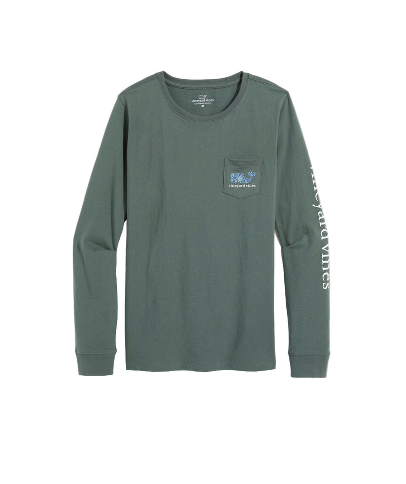 Vineyard Vines Womens Edie Floral Dynamic Whale Pocket Long Sleeve T-Shirt