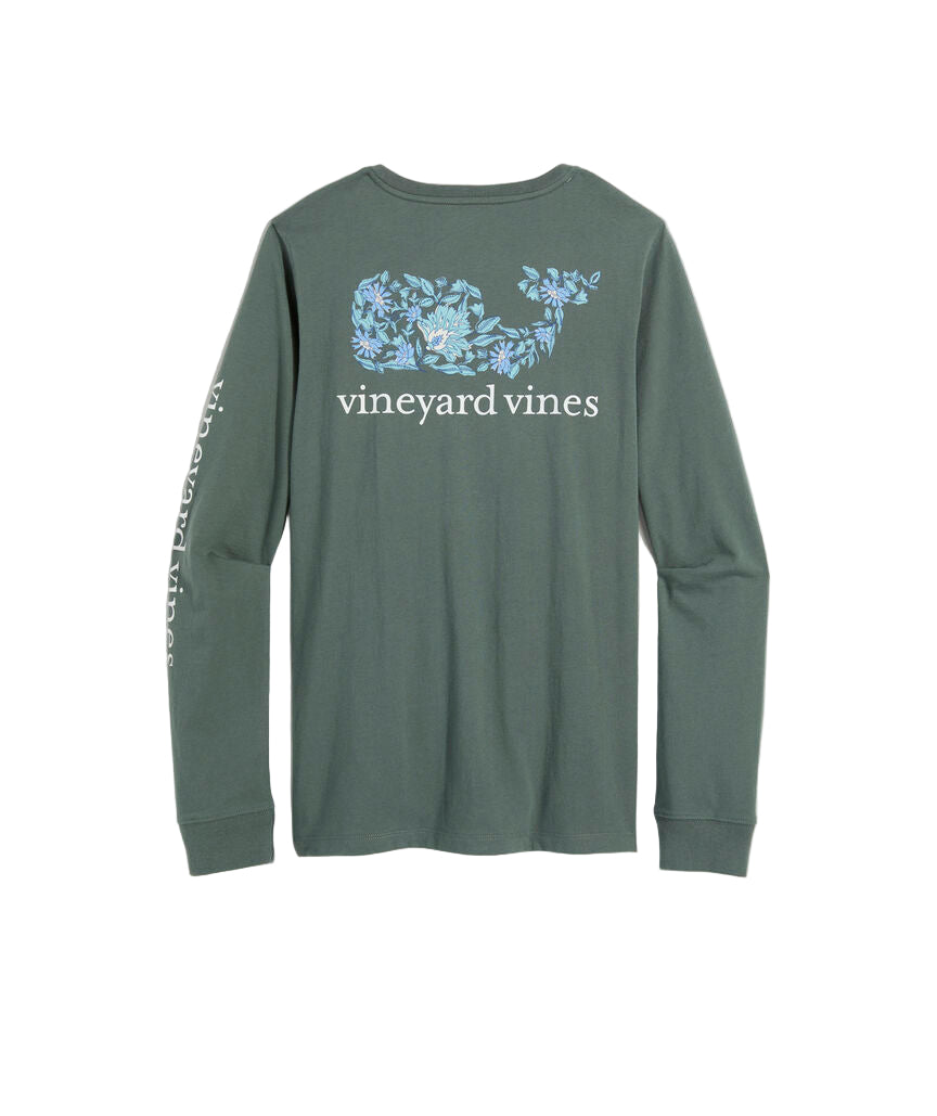 Vineyard Vines Womens Edie Floral Dynamic Whale Pocket Long Sleeve