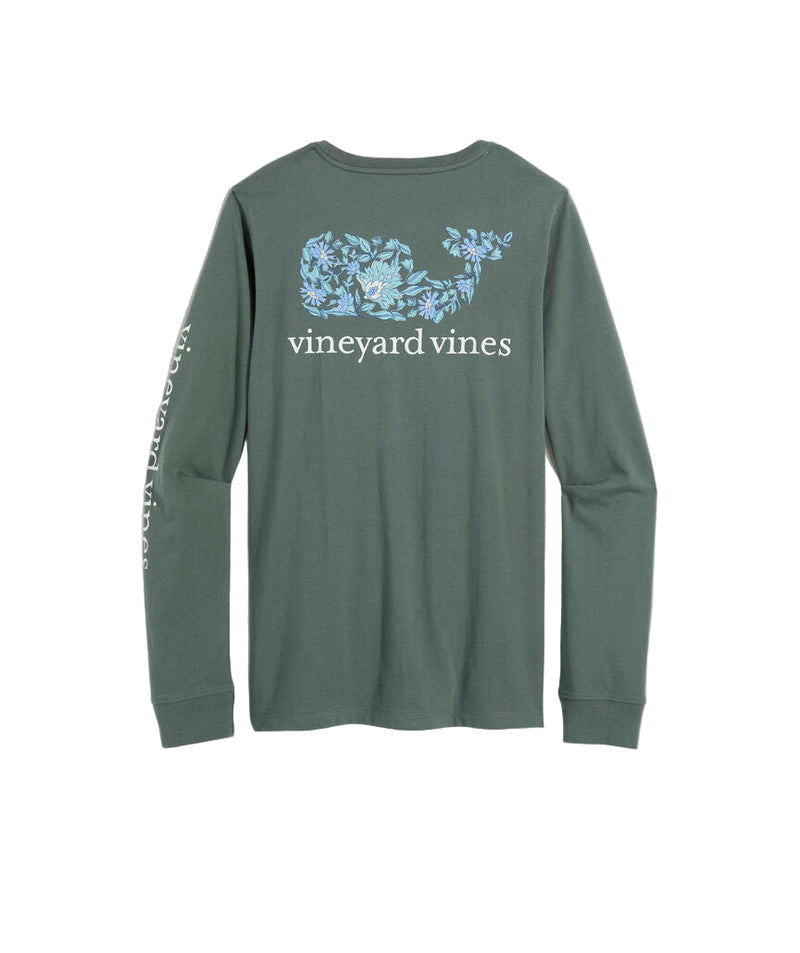 Vineyard Vines Womens Edie Floral Dynamic Whale Pocket Long Sleeve T-Shirt