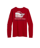 Vineyard Vines Womens Santa Whale Long-Sleeve Pocket T-Shirt