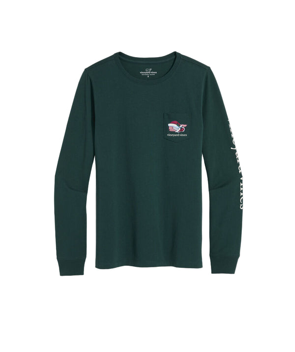 Vineyard Vines Womens Mrs. Claus & Presents Long-Sleeve Pocket T-Shirt