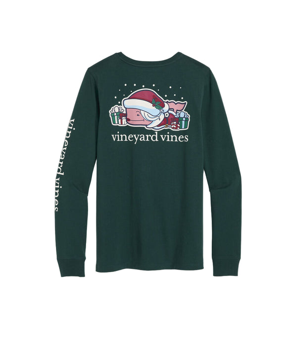 Vineyard Vines Womens Mrs. Claus & Presents Long-Sleeve Pocket T-Shirt