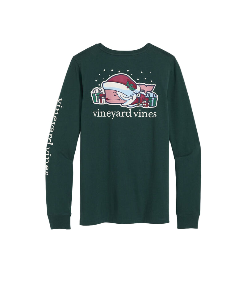 Vineyard Vines Womens Mrs. Claus & Presents Long-Sleeve Pocket T-Shirt