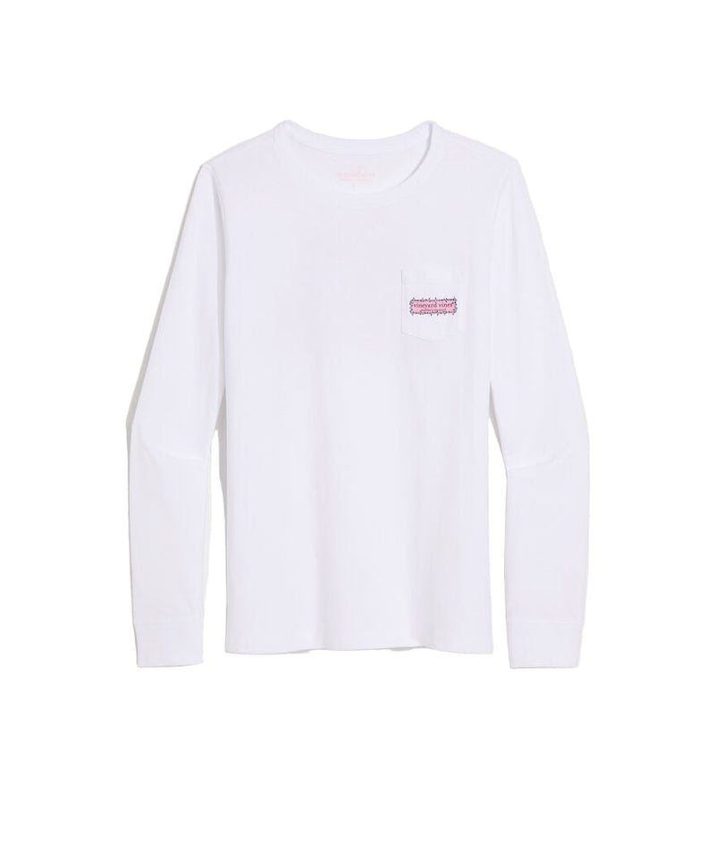 Vineyard Vines Womens String Lights Pups Logo Box Long-Sleeve Pocket T-Shirt