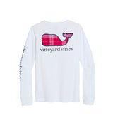 Vineyard Vines Womens Party Plaid Whale Long-Sleeve Pocket T-Shirt