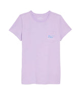 Vineyard Vines Womens Hibiscus Block Print Dynamic Whale Short-Sleeve Pocket T-Shirt