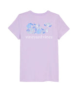 Vineyard Vines Womens Hibiscus Block Print Dynamic Whale Short-Sleeve Pocket T-Shirt