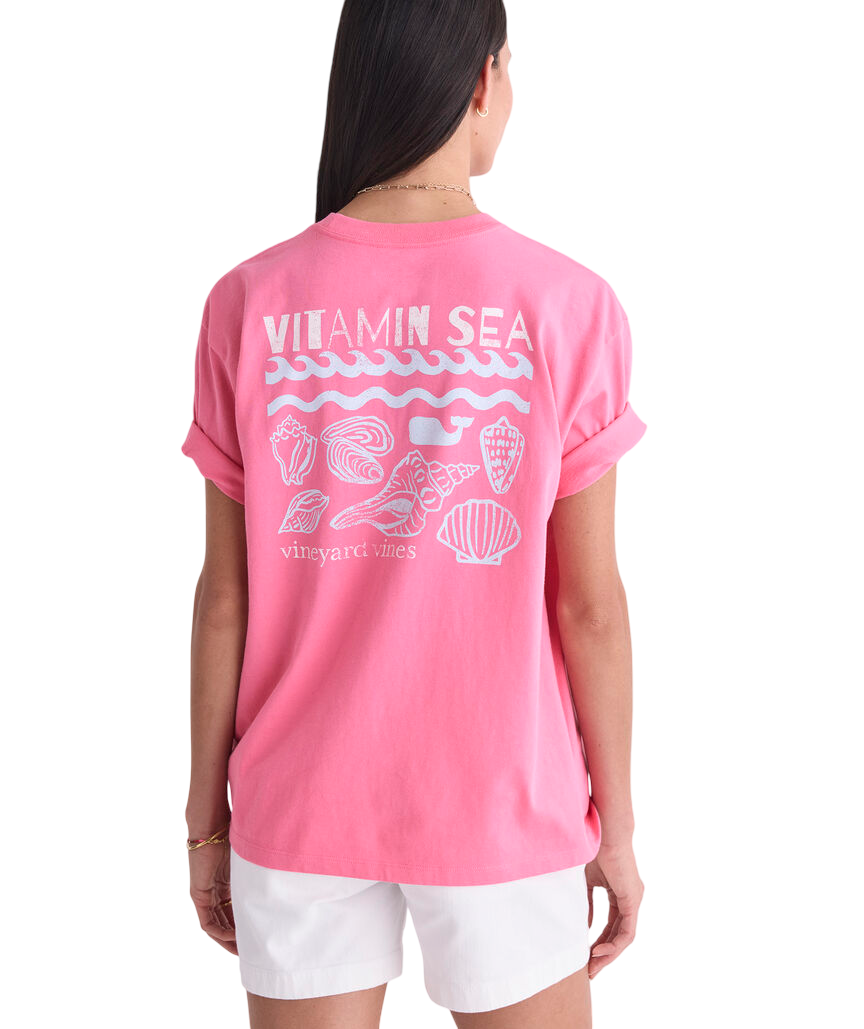 Vineyard Vines Womens Vitamin Sea Boyfriend Crew Short Sleeve T