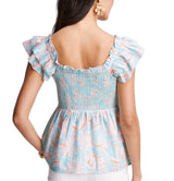 Vineyard Vines Womens Cay Floral Smocked Top