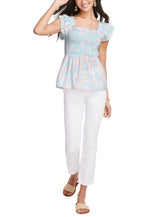 Vineyard Vines Womens Cay Floral Smocked Top
