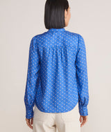 Vineyard Vines Womens Silk Twill Ruffle Collar Popover Shirt