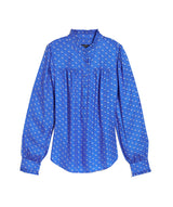 Vineyard Vines Womens Silk Twill Ruffle Collar Popover Shirt