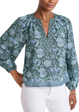 Vineyard Vines Womens Izzy Popover Print V-Neck Top