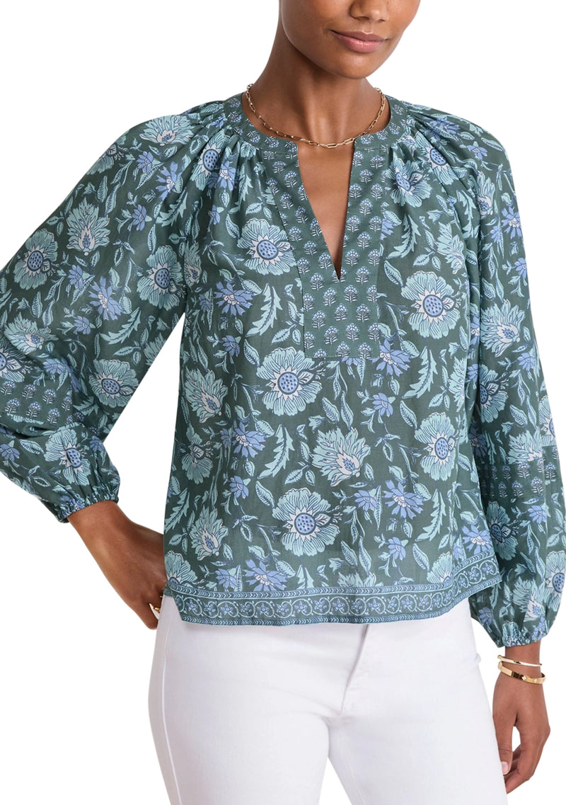 Vineyard Vines Womens Izzy Popover Print V-Neck Top