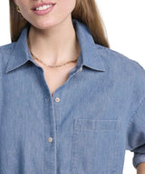 Vineyard Vines Womens Birdie Chambray Long Sleeve Button Down Shirt