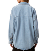 Calvin Klein Womens Denim Relaxed Button-Down Long Sleeve Shirt