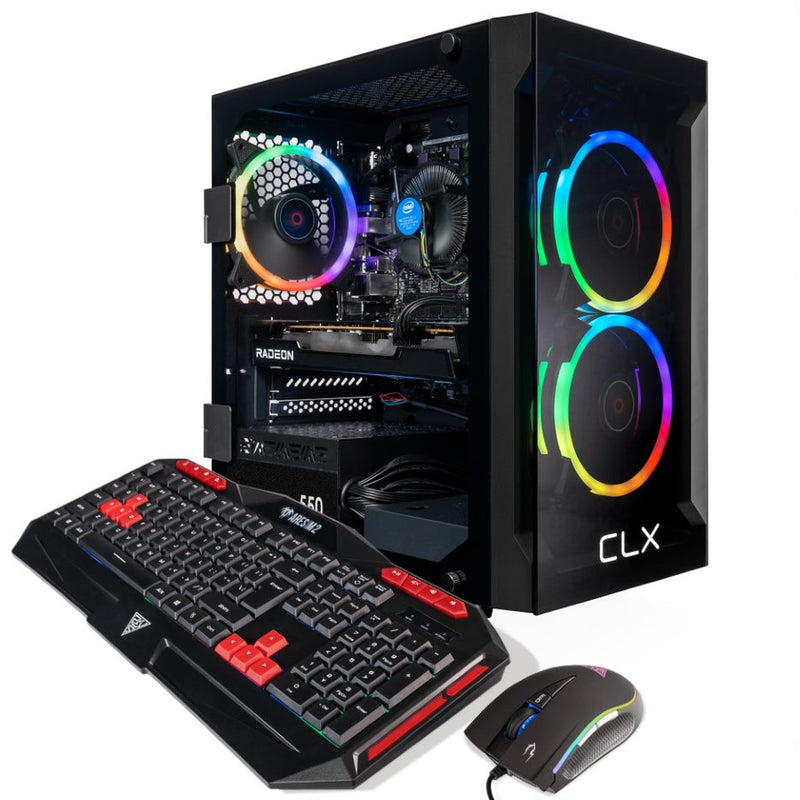 CLX SET Gaming Desktop - Intel Core i5 11400F 2.6GHz 6-Core Processor, 16GB DDR4 Memory, Radeon RX 6500 XT 4GB GDDR6 Graphics, 1TB M.2 NVMe SSD, WiFi, Black CLX Edition Karnak MicroATX Tower RGB Fans, Windows 11 Home 64-bit