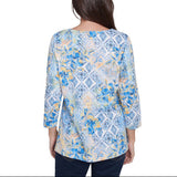 Ruby Rd. Womens Square Neck 3/4 Sleeve Top