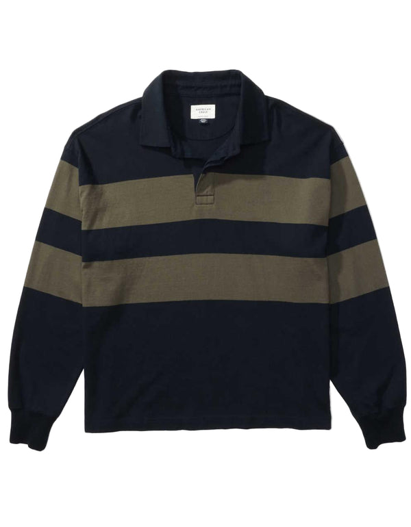 American Eagle Mens AE Long Sleeve Boxy Rugby Polo Shirt