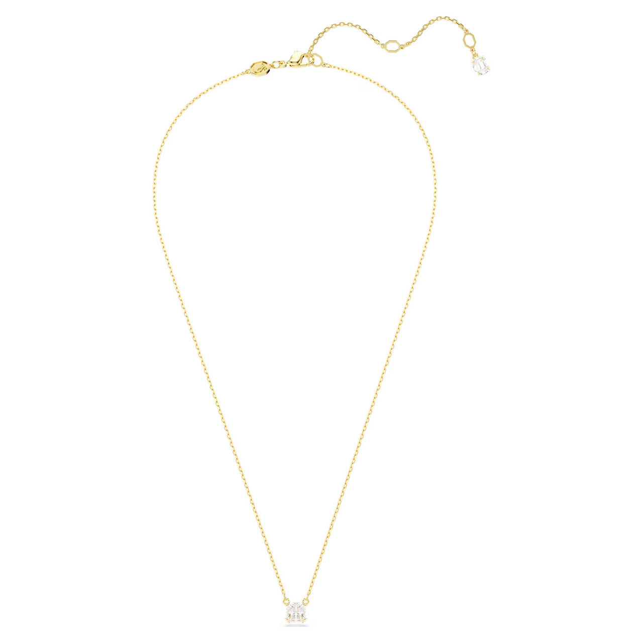 Swarovski Stilla Attract Pendant Necklace - Square Cut, White, Gold-Tone Plated