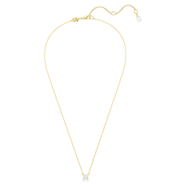 Swarovski Stilla Attract Pendant Necklace - Square Cut, White, Gold-Tone Plated