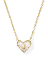 Kendra Scott Heart Letter J Gold Ivory Mother of Pearl Short Pendant Necklace