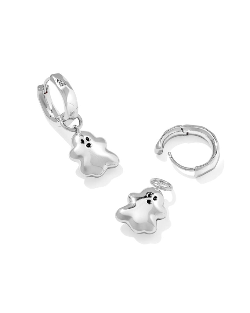Kendra Scott Reversible Silver Ghost Huggie Earrings