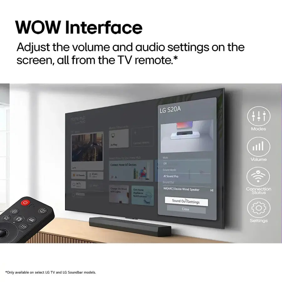 LG 2.0 Channel S20A Soundbar With Dolby Audio