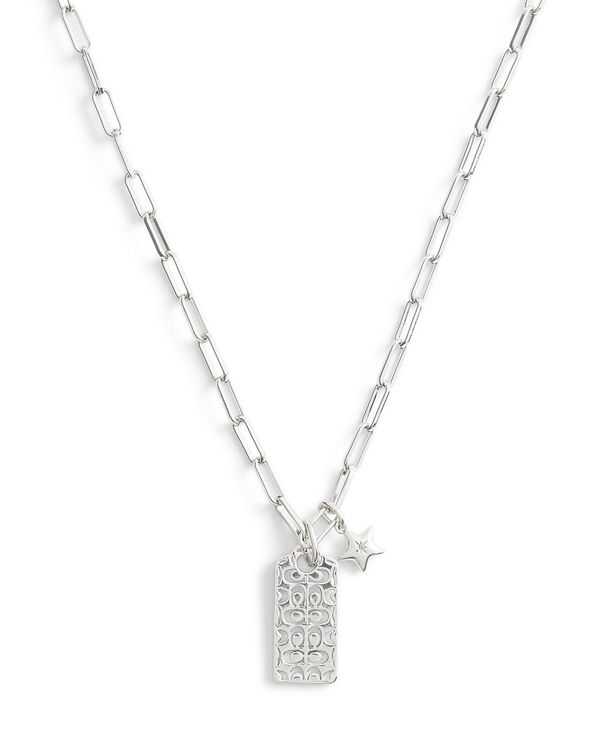 COACH Silver Quilted Cut Out Star Pendant Necklace