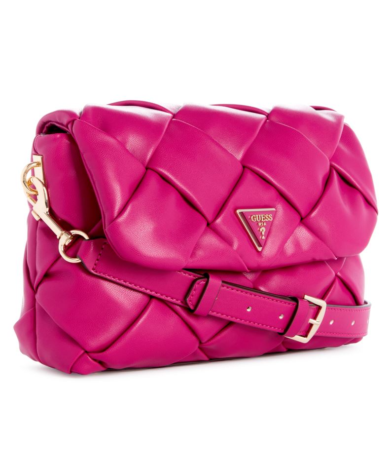 ショルダーバッグ・ポシェット Guess MAUVE Fabric Long Top Handle Shoulder Bag HP1A3A85 GUESS Satchel/Top Handle Bag Purple Bags & Handbags for