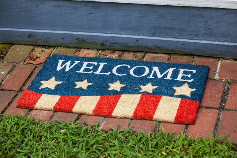 Evergreen Patriotic Stripes Coir Mat