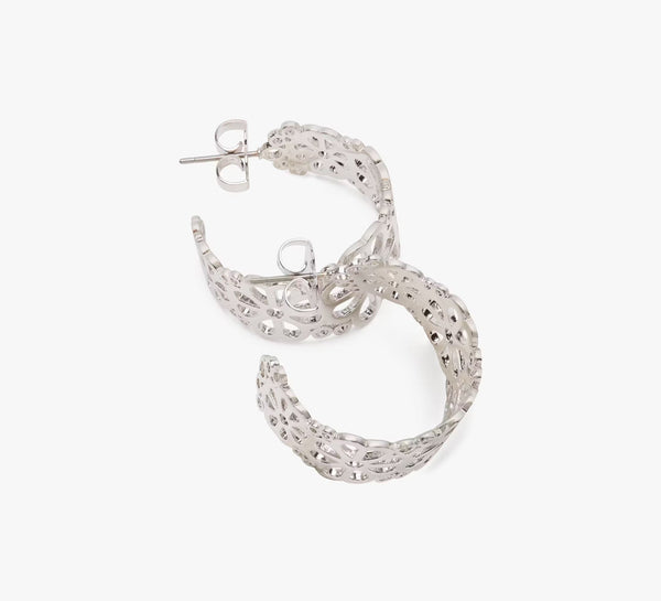 Kate Spade Spade Flower Lace Hoops - Silver