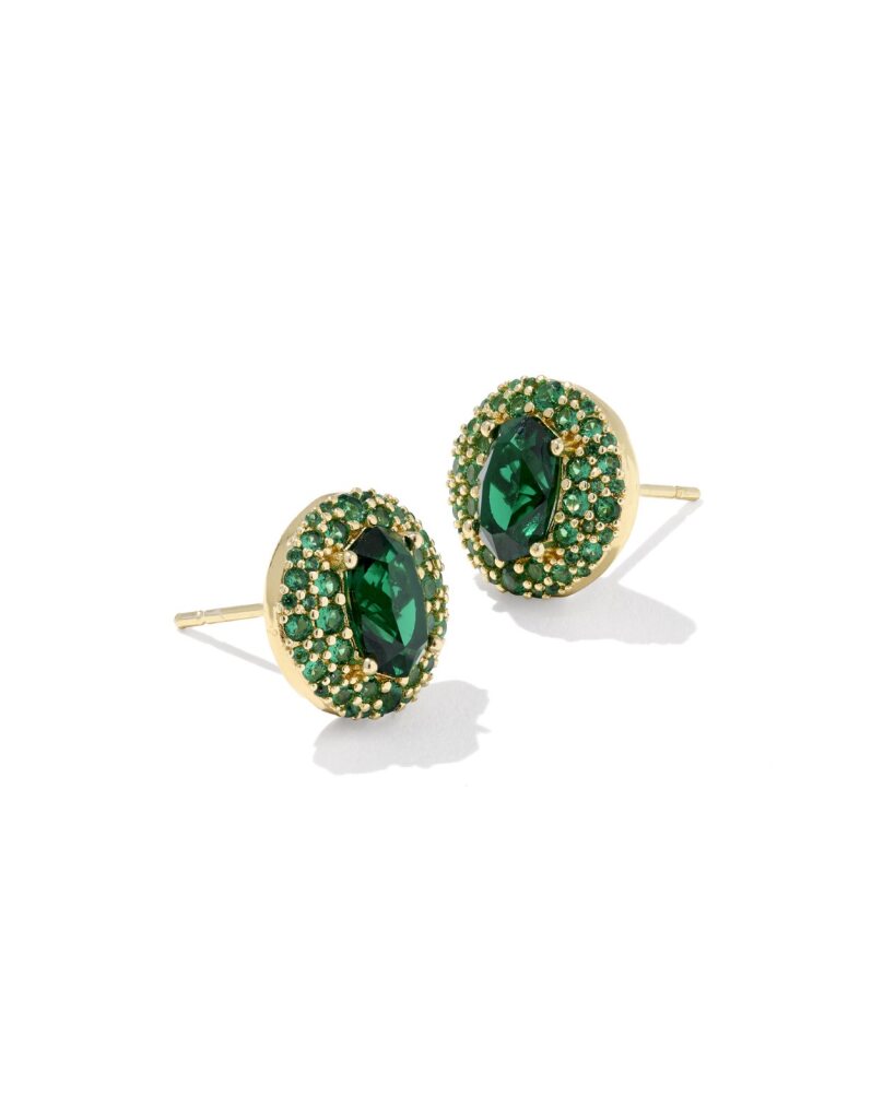 Kendra Scott Bella Dark Green Crystal Stud Earrings