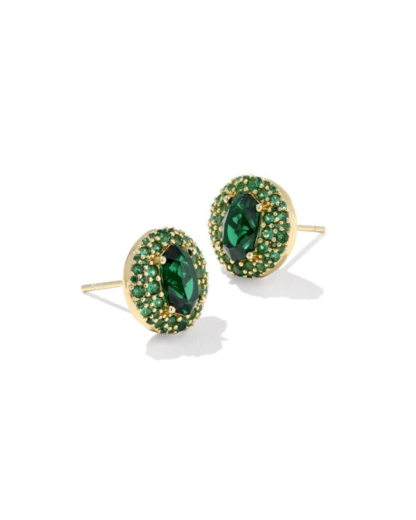 Kendra Scott Bella Dark Green Crystal Stud Earrings