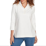 Ruby Rd. Womens V Neck Collar Ribbed Pullover Top