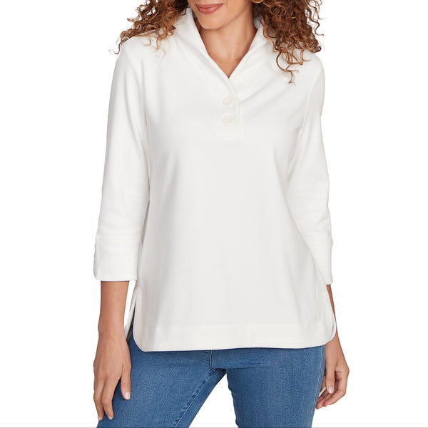 Ruby Rd. Womens V Neck Collar Ribbed Pullover Top