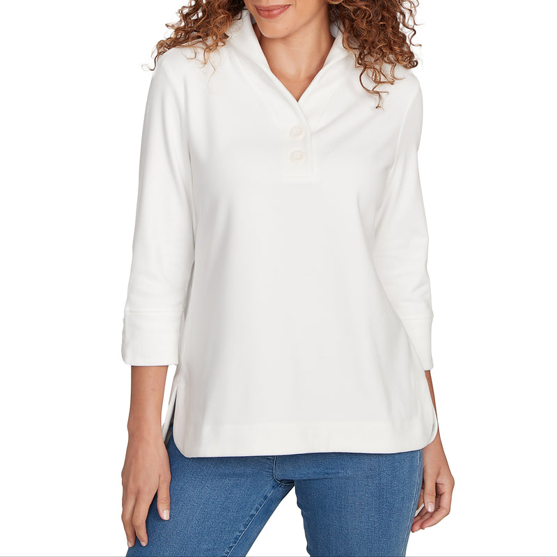 Ruby Rd. Womens V Neck Collar Ribbed Pullover Top