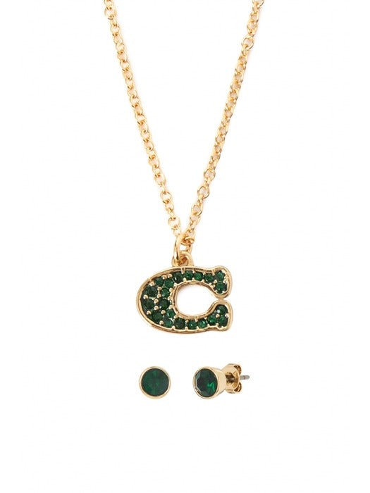 Coach Signature Pavé Pendant Necklace and Earring Boxed Set – ShopCGX