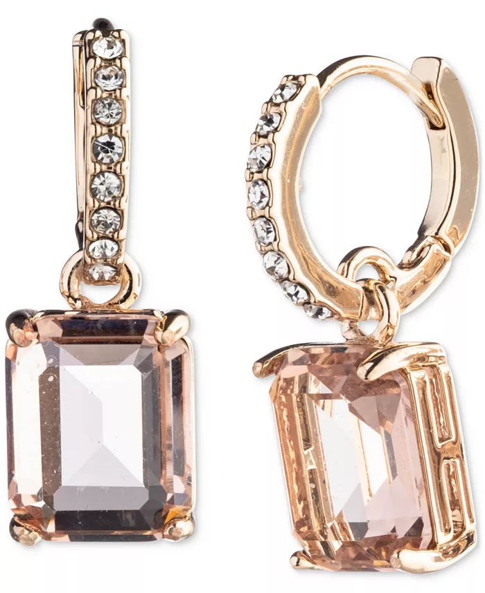 Lauren Ralph Lauren Gold-Tone Vintage Rose Pavé Huggie Hoop Earrings