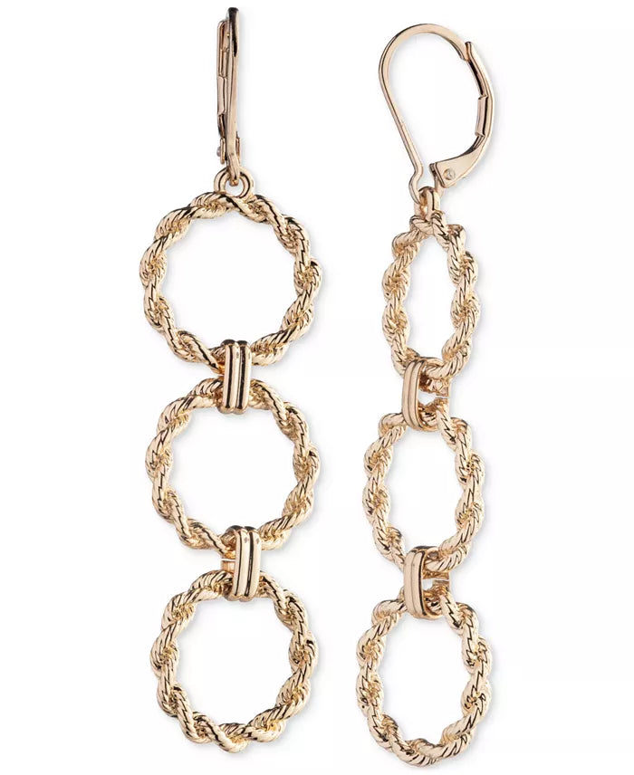 Lauren Ralph Lauren Gold-Tone Rope Link Drop Earrings