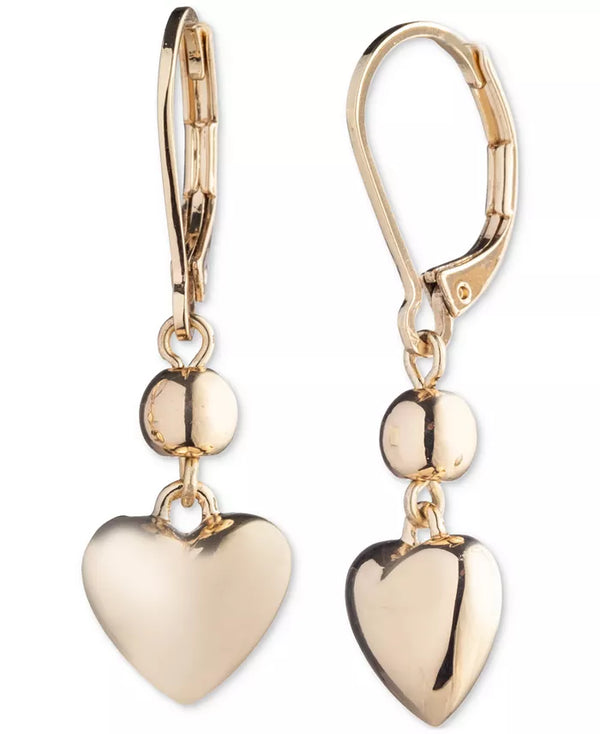 Lauren Ralph Lauren Gold-Tone Puffy Heart Drop Earrings