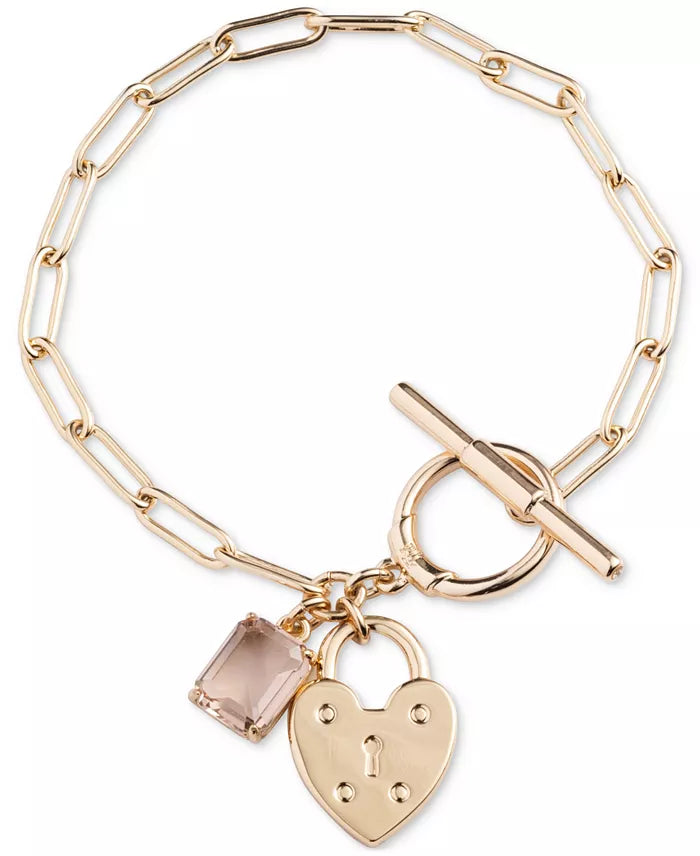 Lauren Ralph Lauren Gold-Tone Vintage Rose Heart Lock Link Bracelet –  ShopCGX