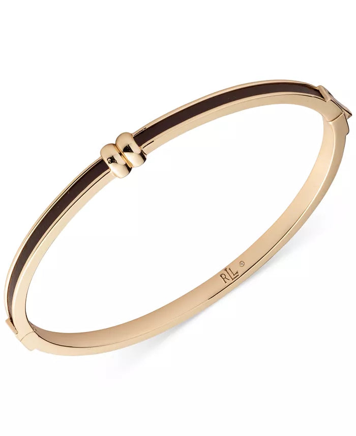 Lauren Ralph Lauren Gold-Tone Leather Bangle Bracelet
