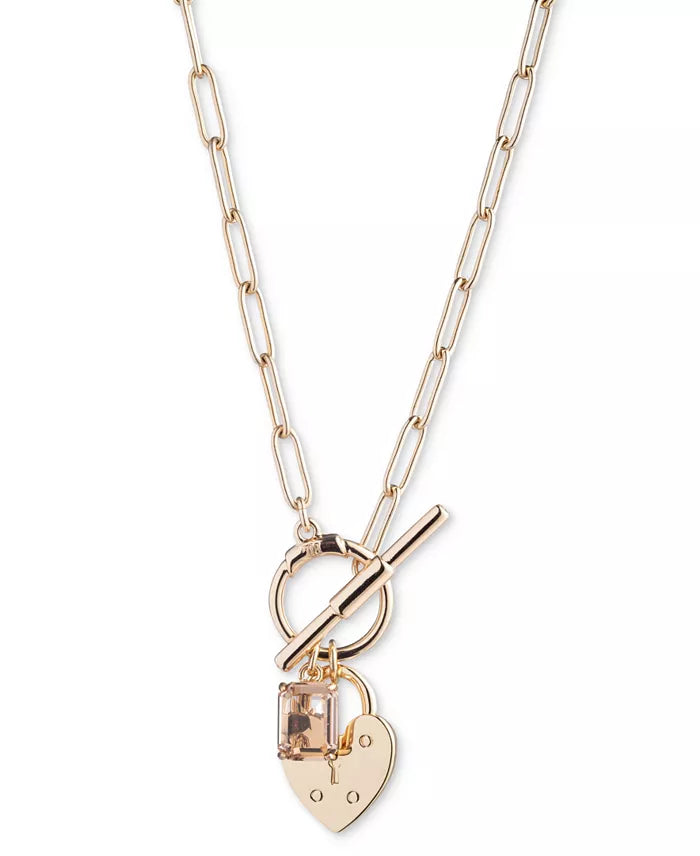 Lauren Ralph Lauren Gold-Tone Vintage Rose Heart Lock Pendant