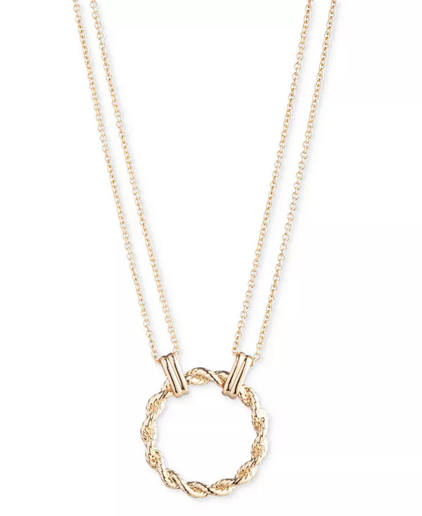 Lauren Ralph Lauren Double Chain Rope Circle Pendant Necklace