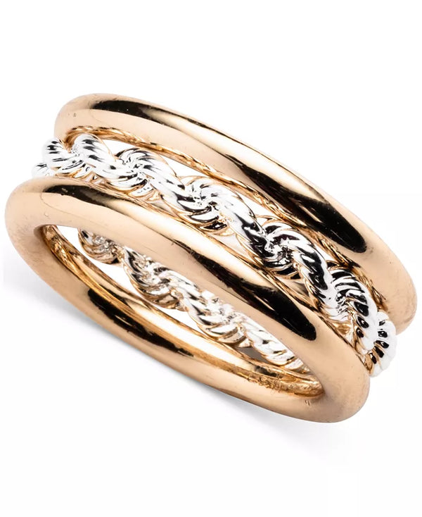 Lauren Ralph Lauren Two-Tone Rope Chain Stacked Ring