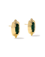 Kendra Scott Ellie Stepped Frame Gold Stud Earrings - Malachite