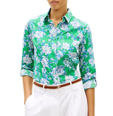 Tommy Hilfiger Womens Printed Button-Front Roll-Tab Shirt