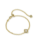 Kendra Scott Mallory Crystal Gold Delicate Chain Bracelet - White Cubic Zironia