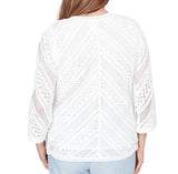 Ruby Rd. Womens Chevron Crochet Crew Neck Top